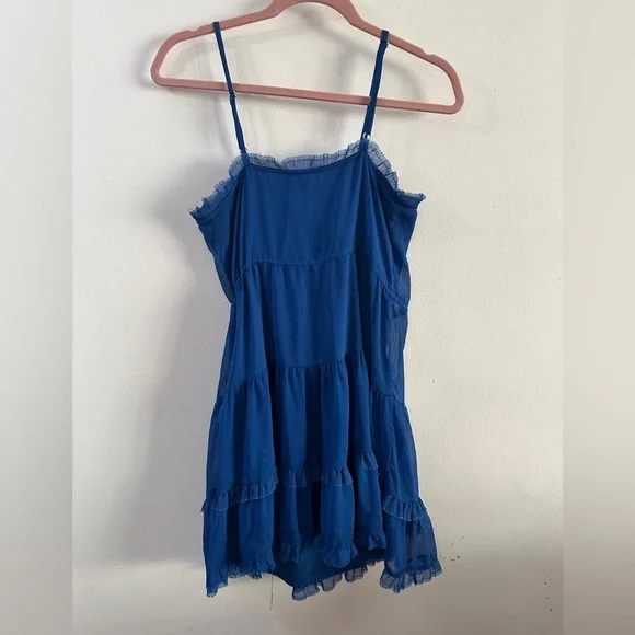 STARING AT STARS Delicate Blue Lace Ruffle Trim Dress SIZE SMALL 2 4 Tiers Adjut - Picture 9 of 11